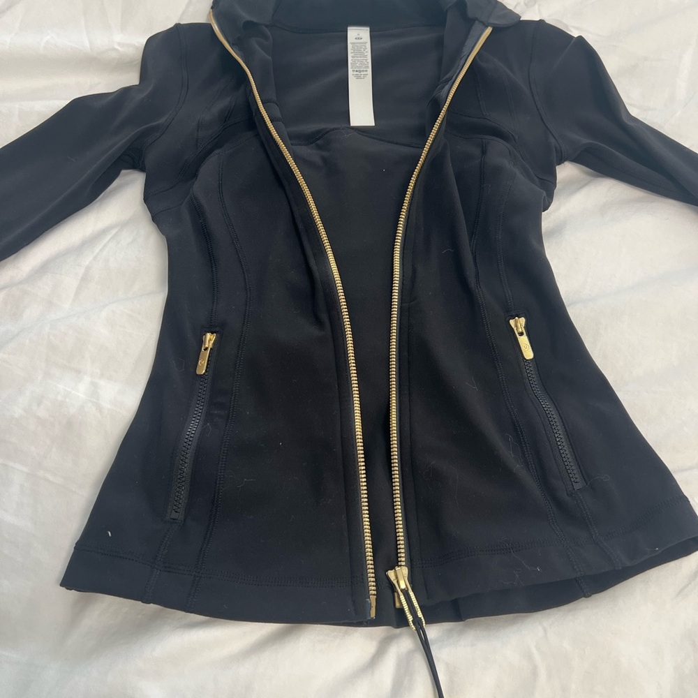 lululemon athletica Black Bomber Jacket with Gold Hardware
